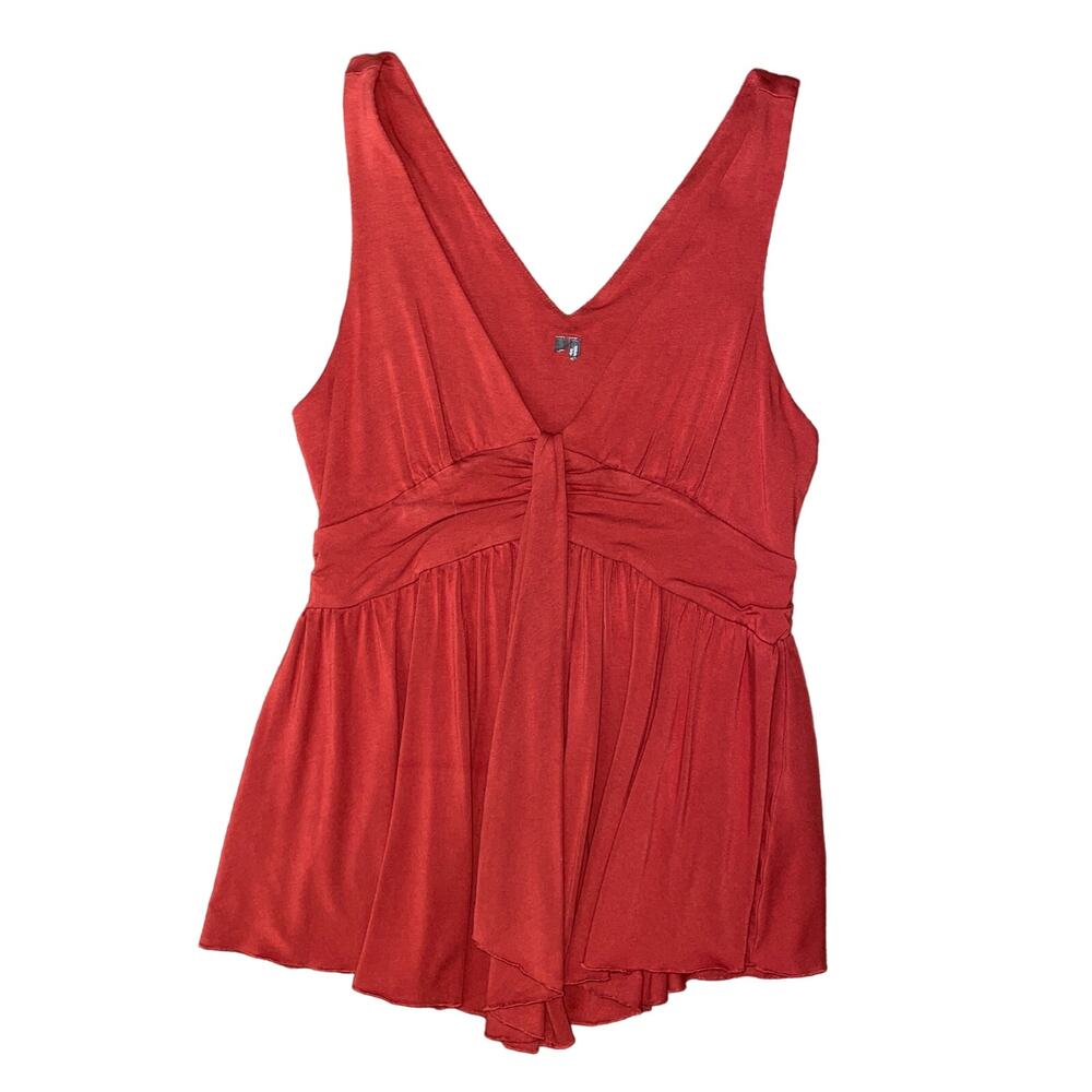 Anthropologie Rust Draped V Neck Tank - Size Small